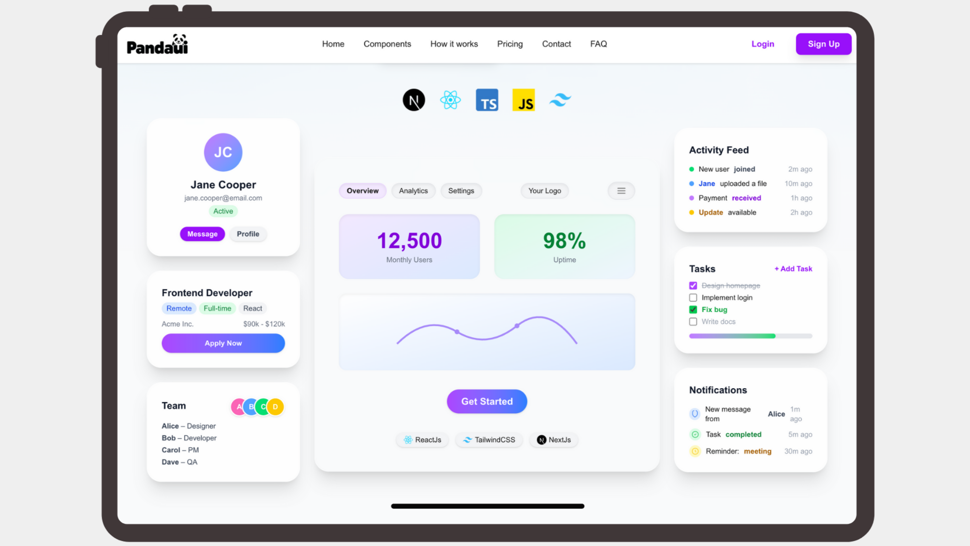 PandaUI – Modern React UI Component Library - Additional view