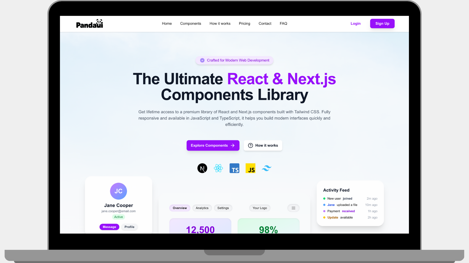 PandaUI – Modern React UI Component Library - Additional view